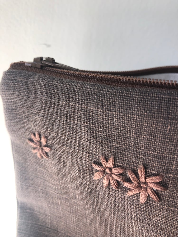 Image of petite fleurs chocolate and fig linen bag