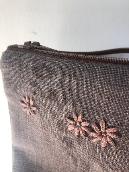 Image of petite fleurs chocolate and fig linen bag