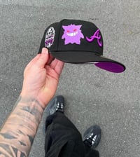 PURPLE BRIM GENGAR ATL BRAVES CUSTOM FITTED CAPS