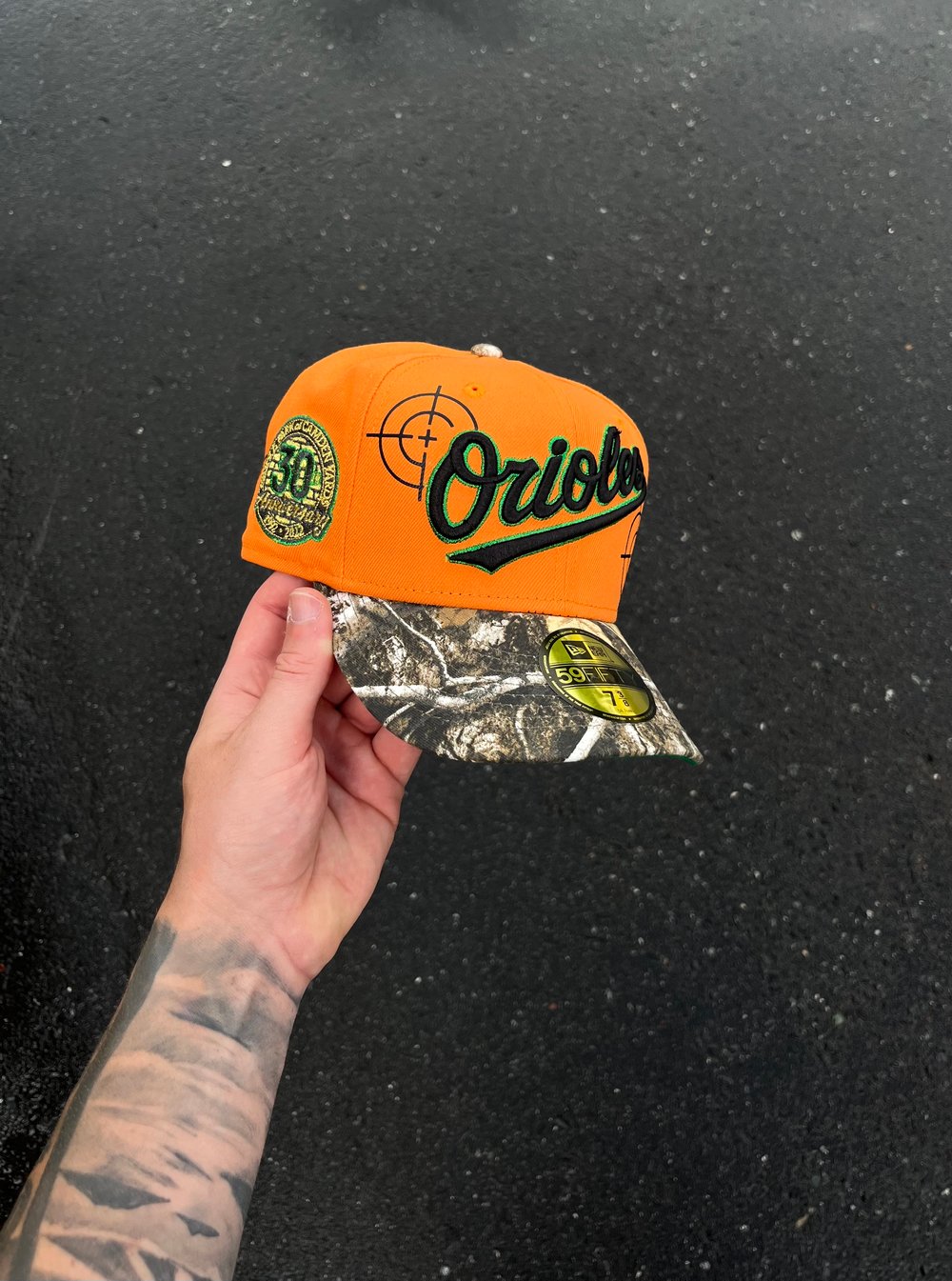 Image of GREEN BRIM REAL TREE BALTIMORE ORIOLES CUSTOM FITTED CAP