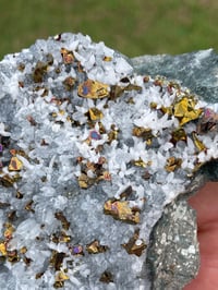 Image 8 of UV Calcite With Chalcopyrite Flakes Specimen #1914 