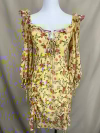 Image 2 of LINJIA SHOP yellow floral mini dress