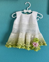 Image 1 of Handmade crochet baby dress size 12 months