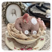 Image 11 of Handmade victorian plum flat elephant with "button wheels"