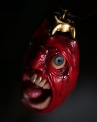 Image 5 of Berserk Egg of the King screamer pendant, leather cord, brass hardware, OOAK