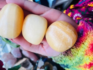 Image of Hello calcite large meditation palm stone