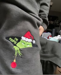 Image 2 of HOLIDAY GEAR* "Ew People" Grinch design embroidered on Hoodies or Joggers 