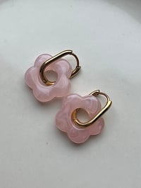 Image 1 of Gold Marble Pink Resin Flower Huggies