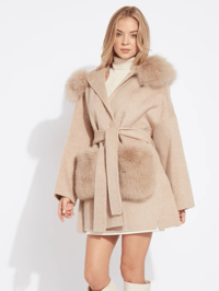 Image 2 of Beige Loro Coat With Fur Pockets