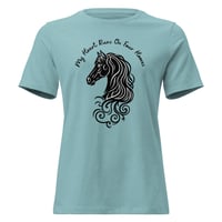 Image 6 of Women's Relaxed T-Shirt, My Heart Runs On Four Hooves Horse Tee