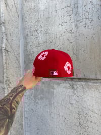 Image 6 of PINK BRIM RED NEW YORK METS CUSTOM FITTED CAP