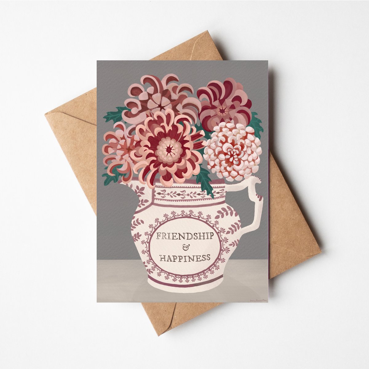 Chrysanthemums in Happiness Jug Print & Card