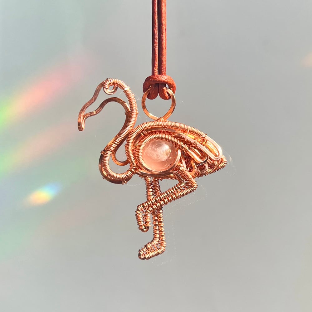 Image of Lattice Sunstone Flamingo Pendant