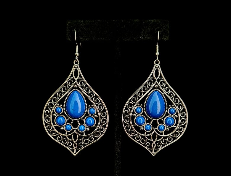 Image of Silver/Blue Pierced Earrings 