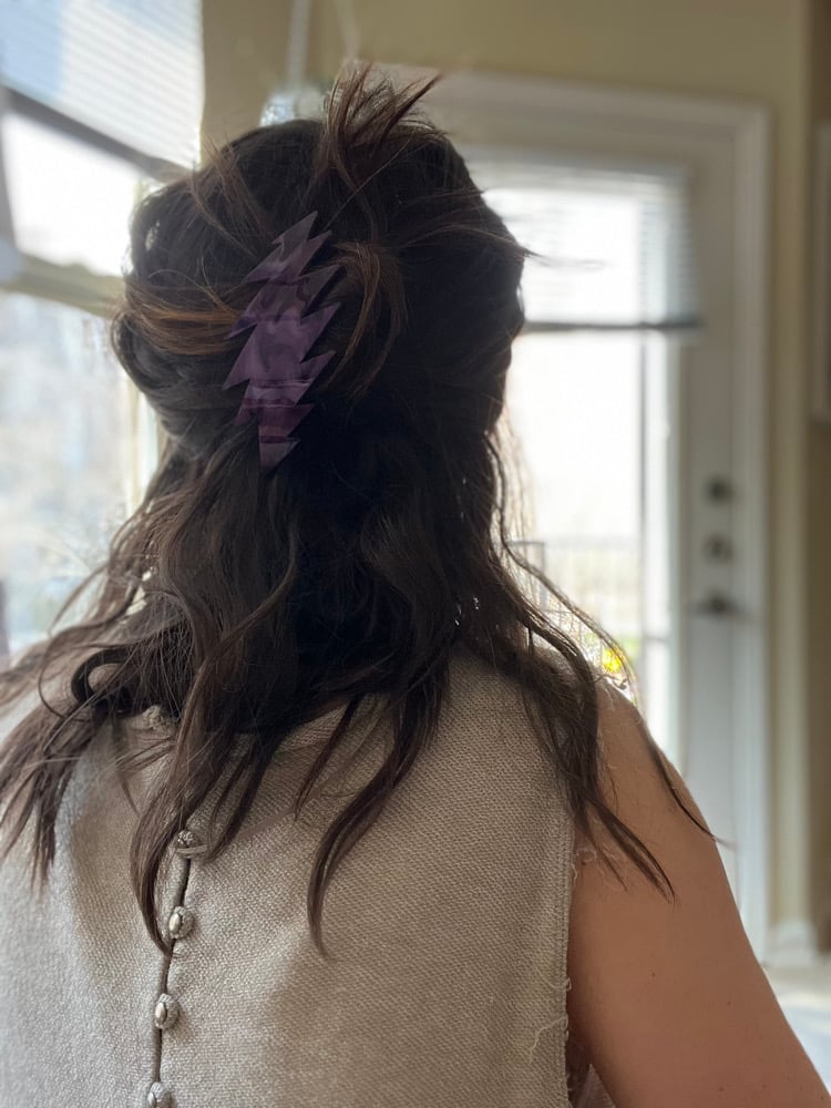 Image of Purple marble 13 point hair clip