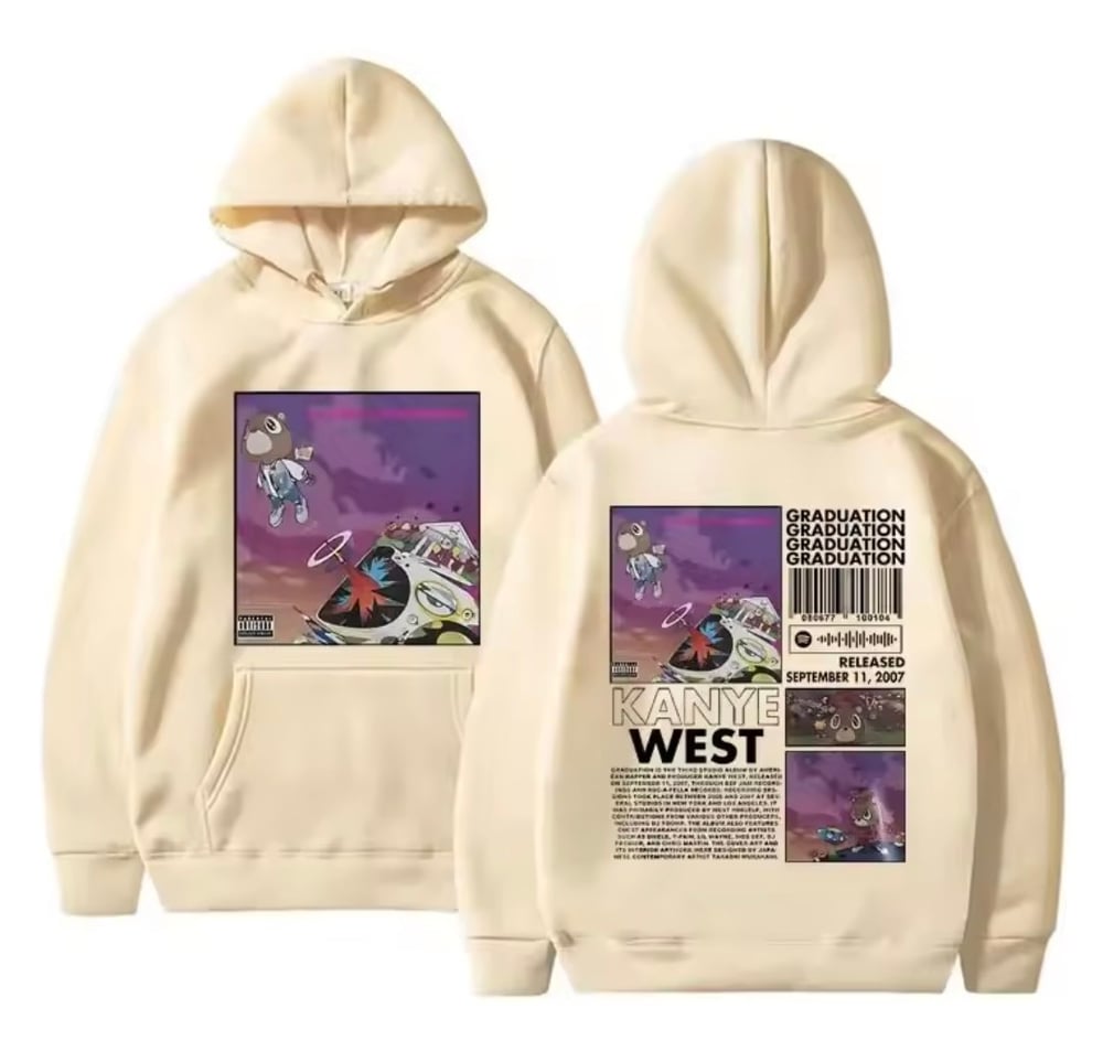 Image of Kanye west cream color graduation album hoodie