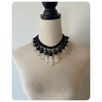 Image 4 of The Empress Necklace - Clear Quartz Crystals and Black Leather