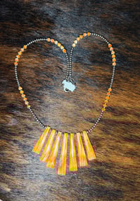 Image 2 of Orange Spiny Drop Necklace 