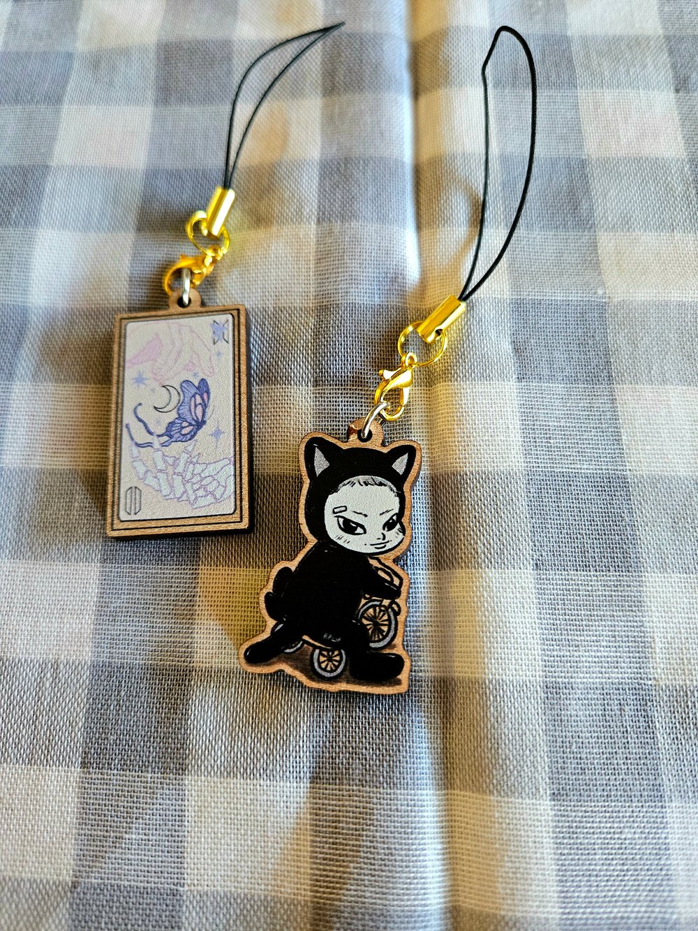 Image of LOST Kitty and Tarot Card Mini Wooden Charms 