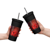 Image 1 of Insulated tumbler with a straw (His love ran red)