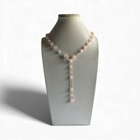 Image 3 of PINK Y necklace - Translucent Pale Rose Quartz Lariat Necklace - 76cm | • Self Love 