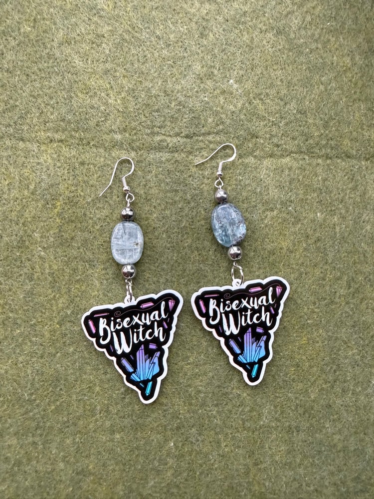 Image of Bisexual witch earrings 🩵✨🔮