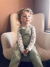 Image 2 of pre order sage dungaree & matching bow 
