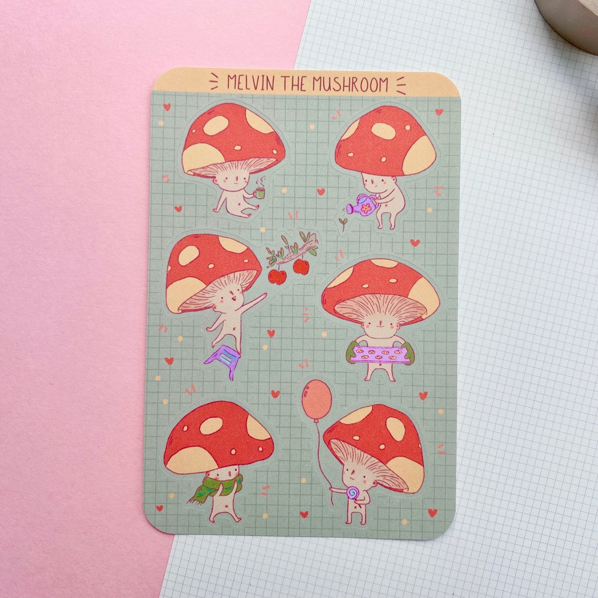 Image of Melvin the Mushroom Mini Sticker Sheet