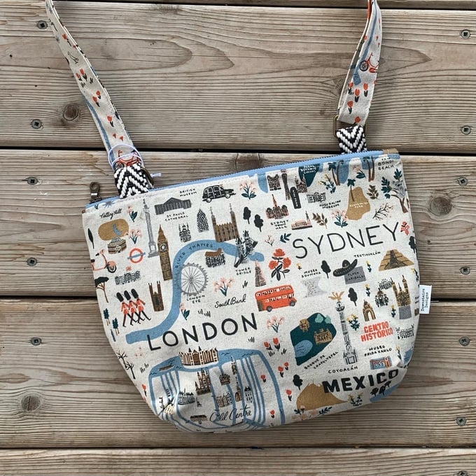 Image of Mid Size Crossbody Rifle Paper Co Cities In Natural
