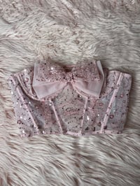 Image 1 of Glittery Cropped Bow Corset 