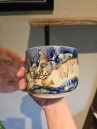 Image 3 of Silly Droopy Folk Art Cat Cup