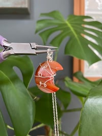 Image 4 of Statement Carnelian Silver Moon Necklace