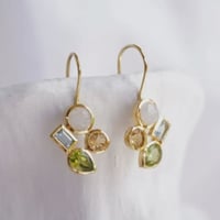 Image 1 of Banyan Citrine, Peridot, Moonstone & Blue Topaz Earrings