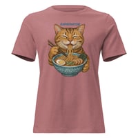 Image 1 of Women's Relaxed T-Shirt, Ramenator Cat T-Shirt | Funny Ramen Cat Graphic Tee