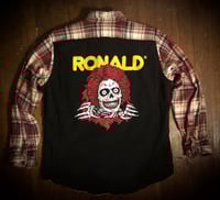 Image 1 of Upcycled “Zombie Ronald Mc” t-shirt flannel