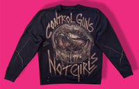 Image 1 of “CONTROL GUNS NOT GIRLS” BLEACH PAINTED PULLOVER SWEATSHIRT LARGE