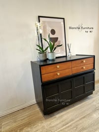 Image 16 of Large Mid Century Luxury Sideboard Nathan | Curved Teak Sideboard Black | 4 Walnut Drawers 