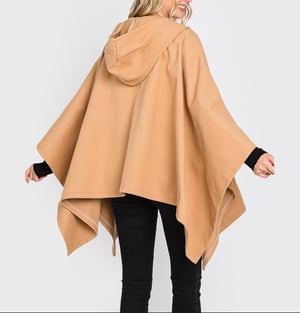 Image of Hooded Solid Ruana Poncho