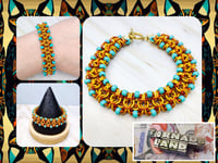 Image 1 of Eqyptian Inspired Beaded Gridlock Byzantine Bracelet