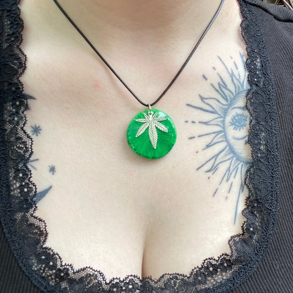 Image of green weed necklace