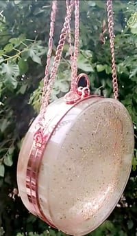 Peridot crystal resin round clutch bag