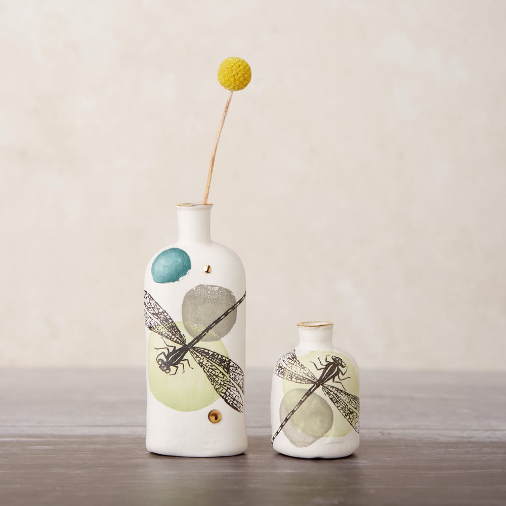 Porcelain dragonfly bottle