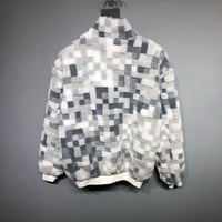 Image 2 of GREY CHECKERED SQUARE FLEECE JACKET