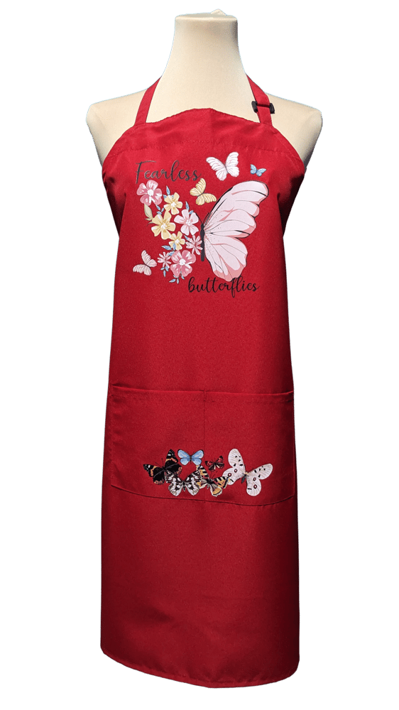 Image of Fearless Butterflies Apron (red)