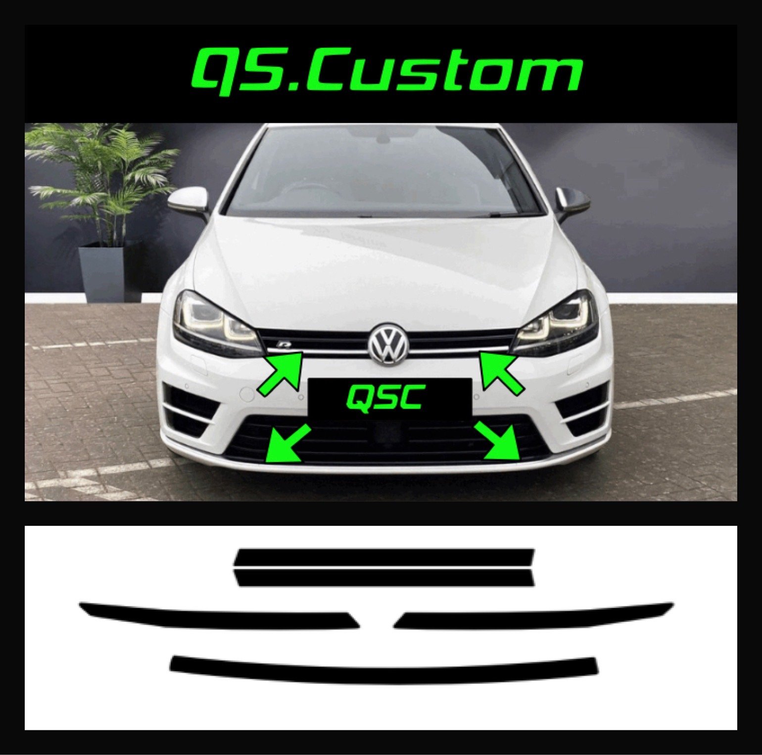 X5 Vw Golf Mk7 R Full Front End Dechrome Sticker Kit | QsCustom