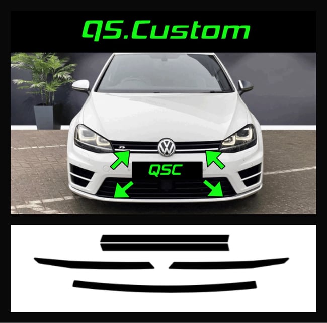 X5 Vw Golf Mk7 R Full Front End Dechrome Sticker Kit QsCustom