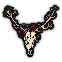 Image 1 of Deer Skull with Flowers - Sticker