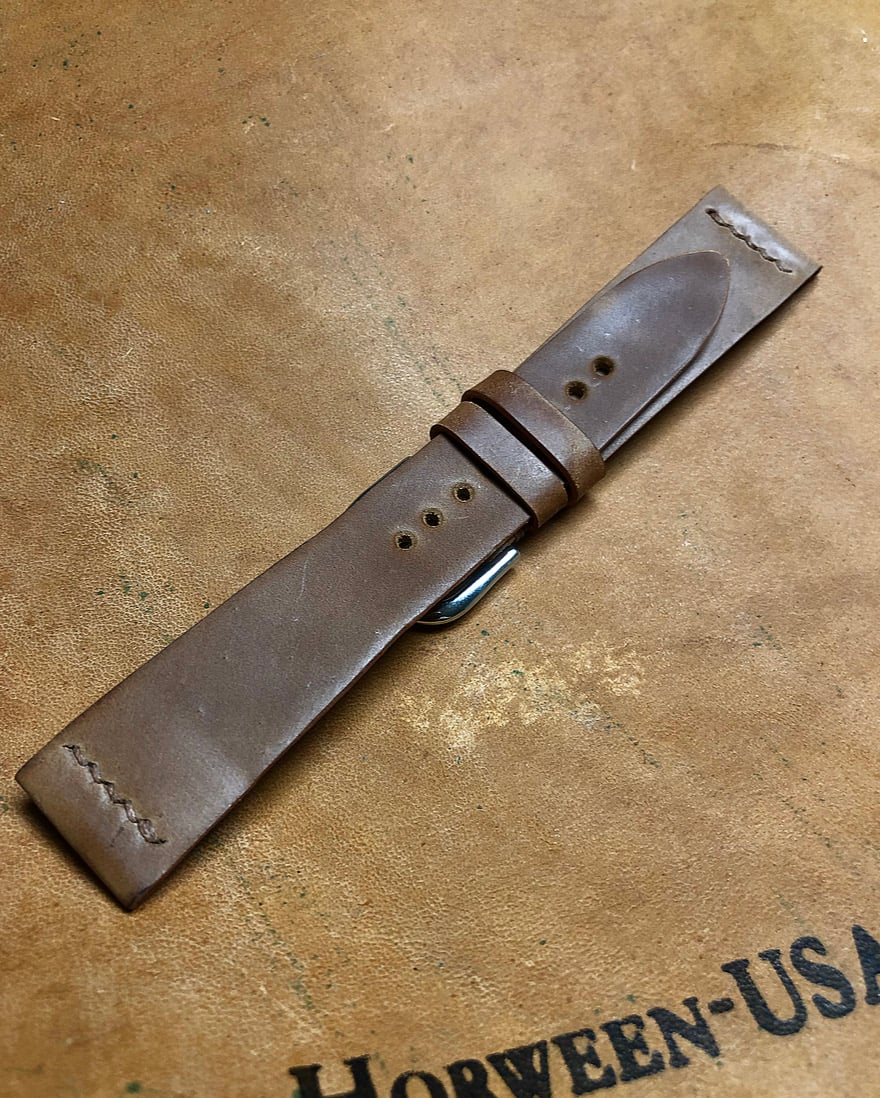 Natural Unglazed Horween Shell Cordovan Watch Strap with