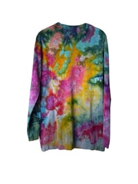 Image 3 of ♻️ UPCYCLED L 100% Cotton Pocket Cardigan in Watercolor Ice Dye