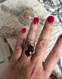Superbe bague de créateur en argent massif avec quartz fumé serti, vintage, taille 49-50
